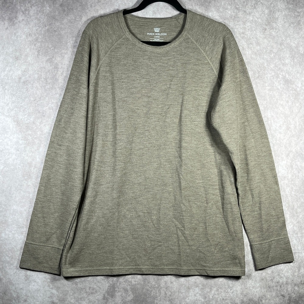 Mack Weldon Thermal Shirt Mens Size Large Gray Waffle Knit Long Sleeve Pullover